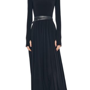 LS SHOULDER PAD TURTLE FLARED DRESS