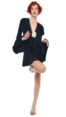 LS DEEP V RUFFLE MINI DRESS