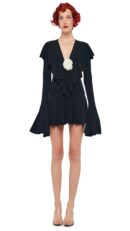 LS DEEP V RUFFLE MINI DRESS