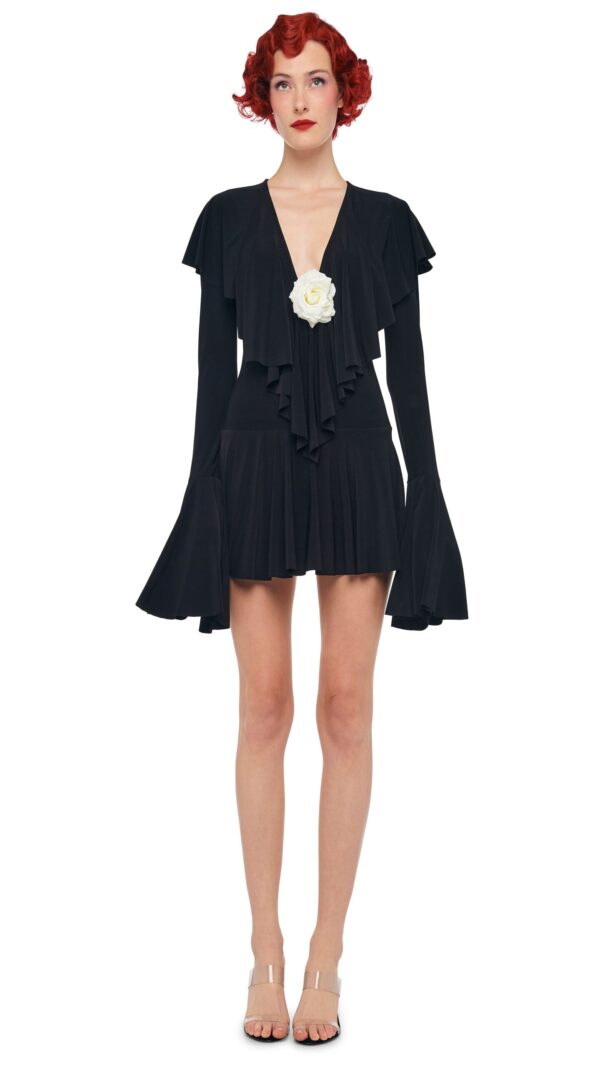 LS DEEP V RUFFLE MINI DRESS - Image 5