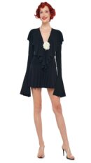 LS DEEP V RUFFLE MINI DRESS
