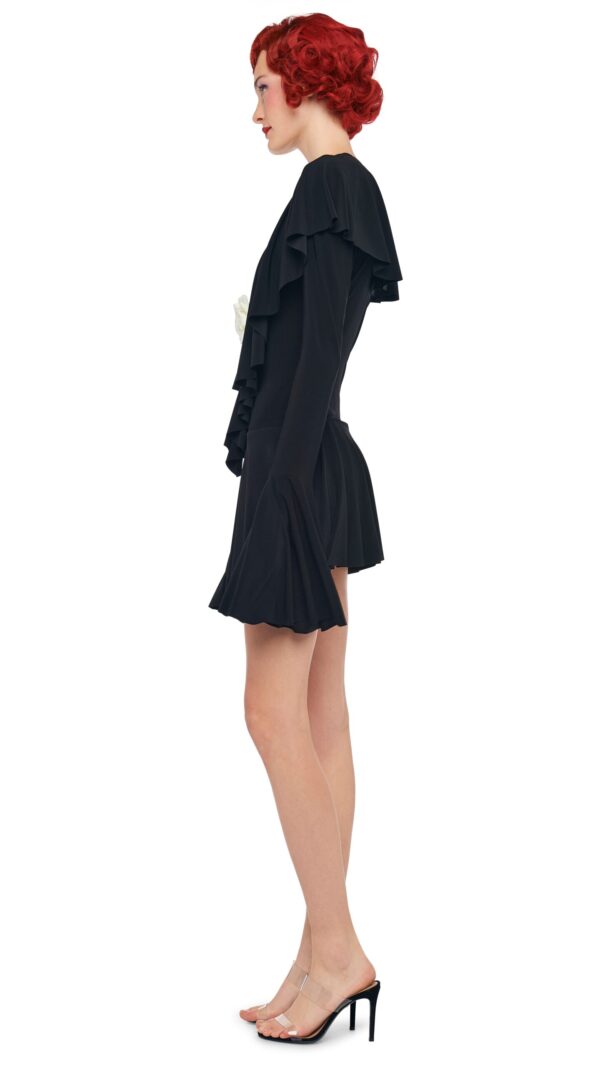 LS DEEP V RUFFLE MINI DRESS - Image 2