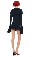 LS DEEP V RUFFLE MINI DRESS