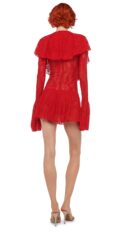 LONG SLEEVE DEEP V RUFFLE MINI DRESS