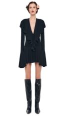 LS DEEP V RUFFLE MINI DRESS