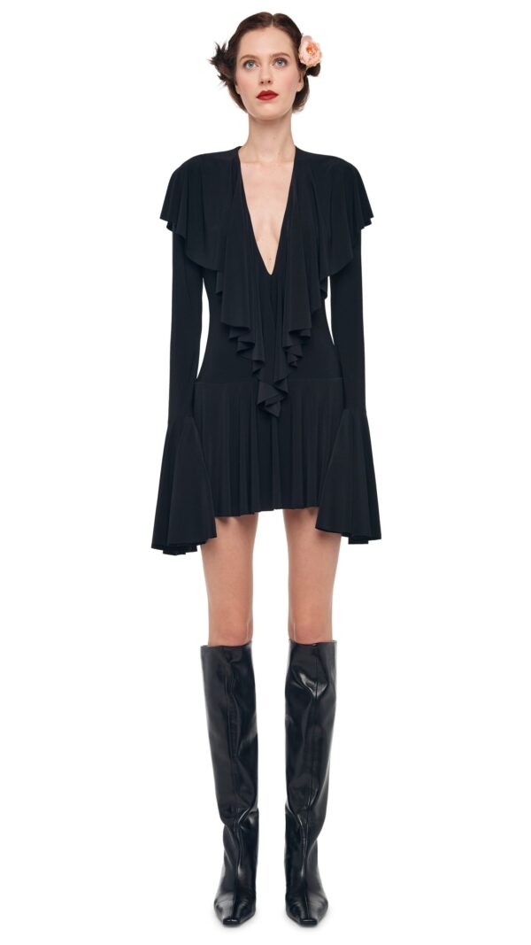 LS DEEP V RUFFLE MINI DRESS - Image 8