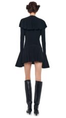 LS DEEP V RUFFLE MINI DRESS