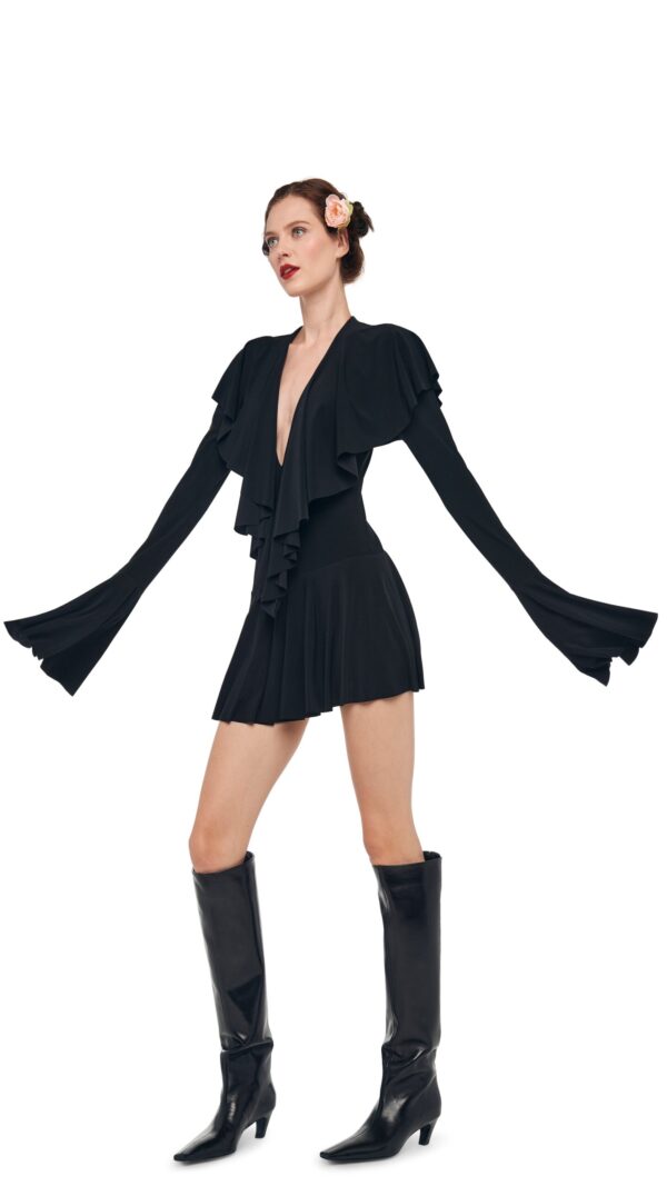 LS DEEP V RUFFLE MINI DRESS - Image 12