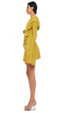 LONG SLEEVE DEEP V RUFFLE MINI DRESS