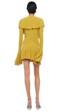 LONG SLEEVE DEEP V RUFFLE MINI DRESS